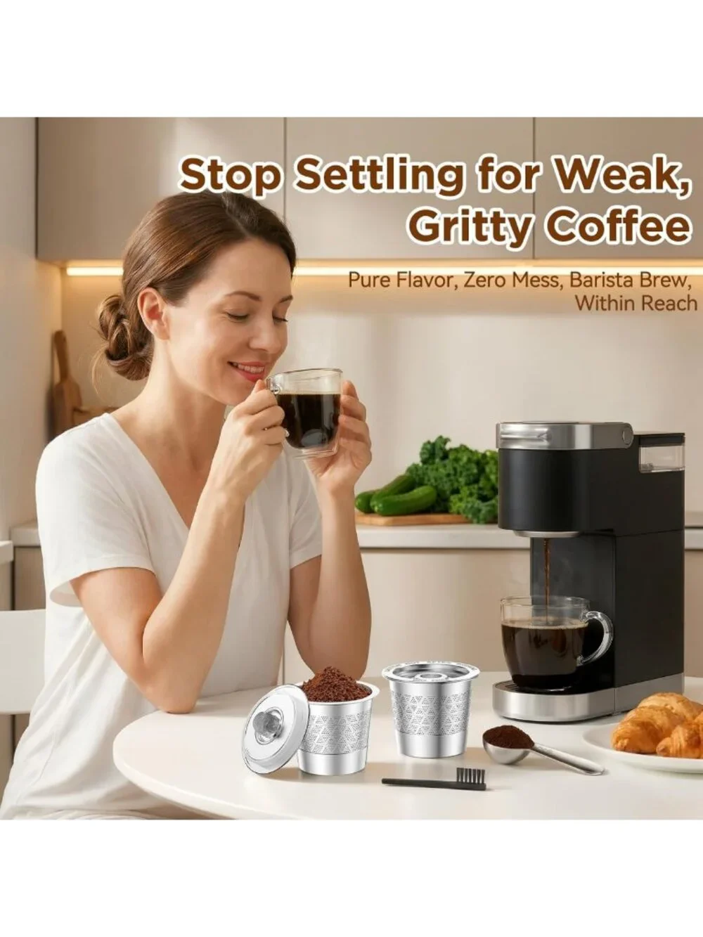 Reusable K Cups for Keurig - Stainless Steel Coffee Pods, Dual-Mesh Filter, BPA
